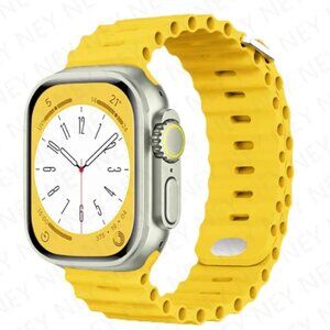 Ocean Apple Watch Band (non brand) Yellow Silicone sizes 42/44/45 mm (SKU: 34MI)